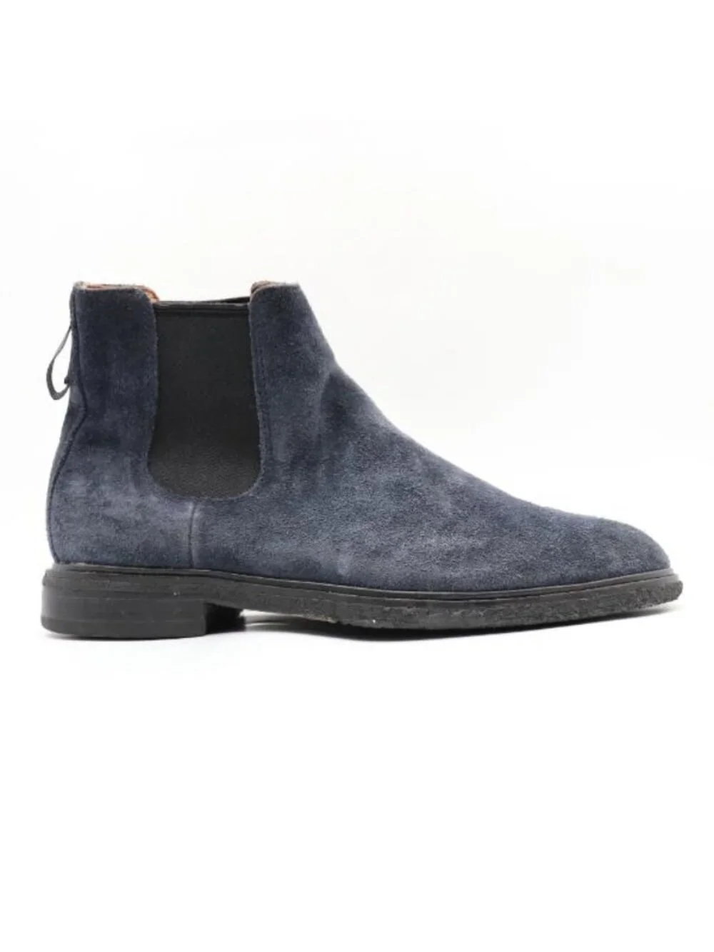 Clarks Chelsea Boots Men's Size 7.5 M Navy Suede Slip On Dress Casual Crepe Sole